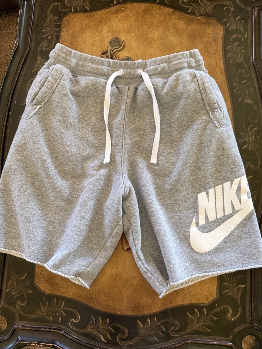 Nike Gray & White Logo Sweat Shorts